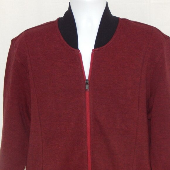 ALFANI Men’s Cotton Zip Front Baseball Collar Bomber Jacket DRK Red Size L NWT - Picture 2 of 4